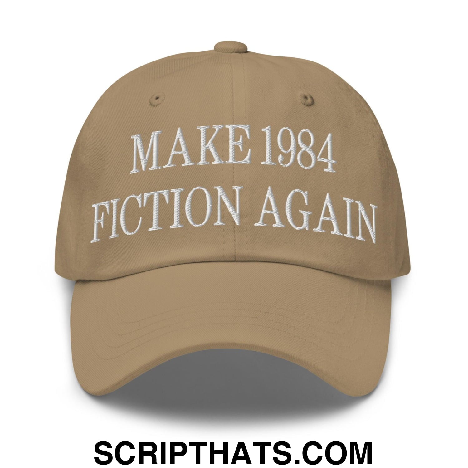 Make 1984 Fiction Again Embroidered Dad Hat Khaki