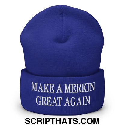 Make A Merkin Great Again Embroidered Knit Cuffed Beanie Royal