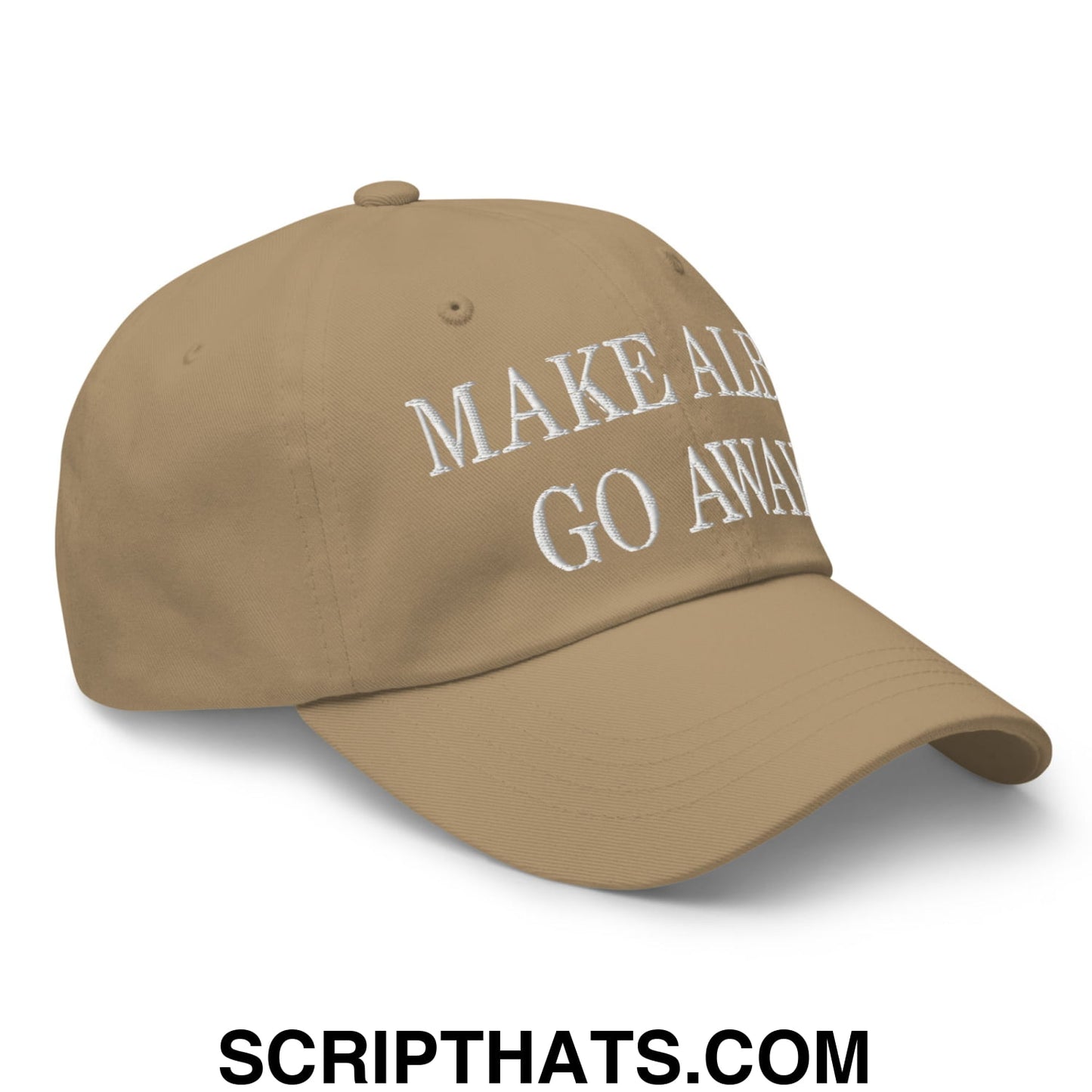 Make Albo Go Away Embroidered Unstructured Dad Hat Khaki