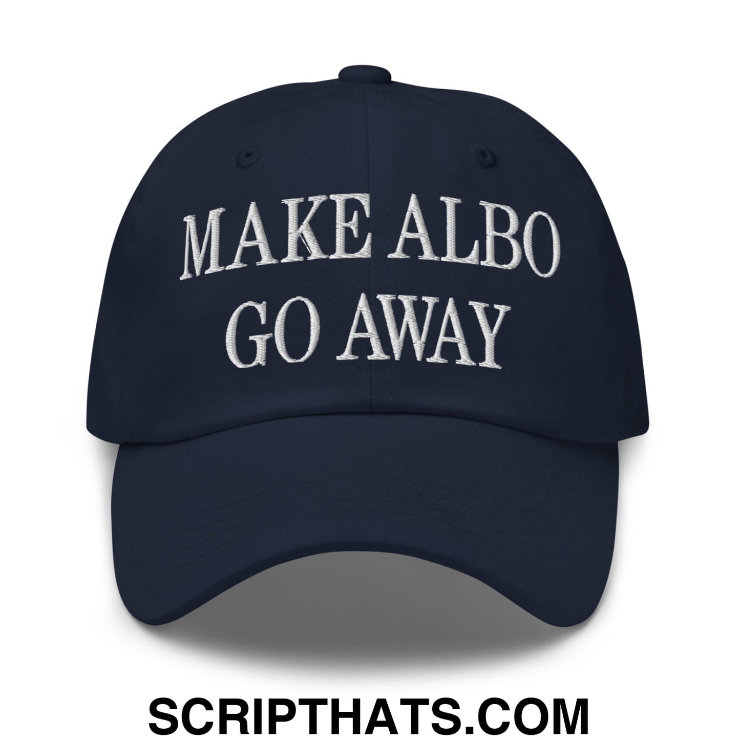 Make Albo Go Away Embroidered Unstructured Dad Hat Navy