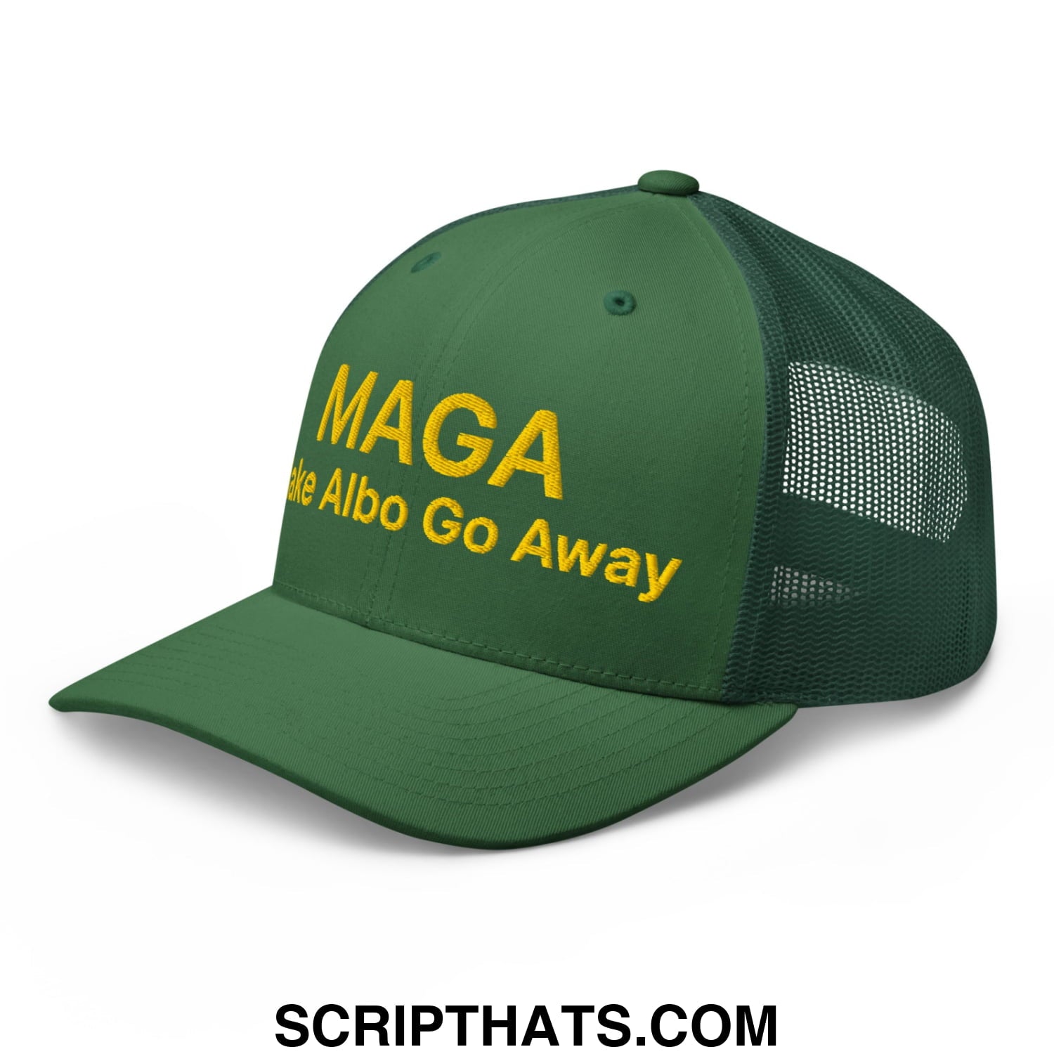 Make Albo Go Away MAGA Embroidered Mesh Trucker Hat Default Title