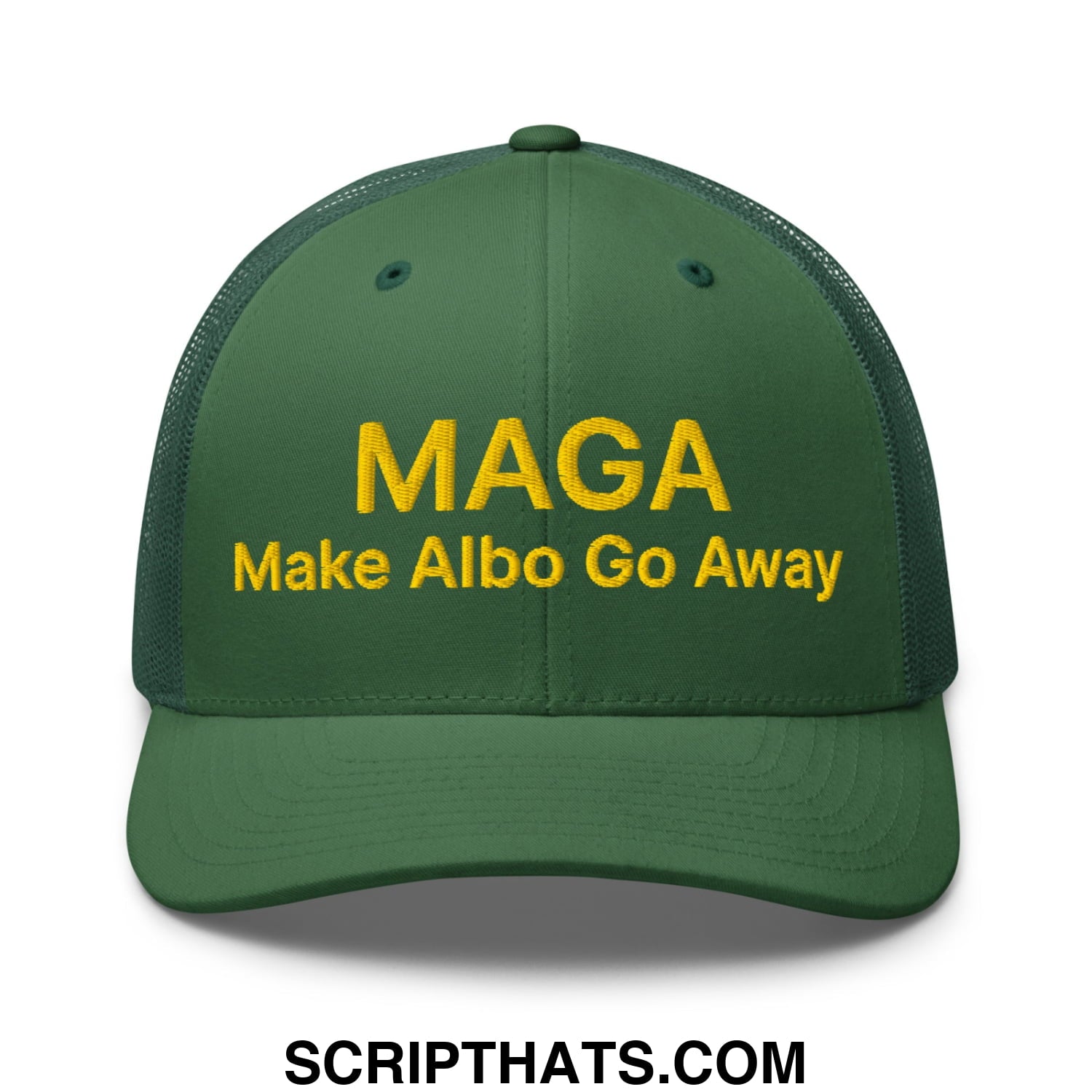 Make Albo Go Away MAGA Embroidered Mesh Trucker Hat Default Title