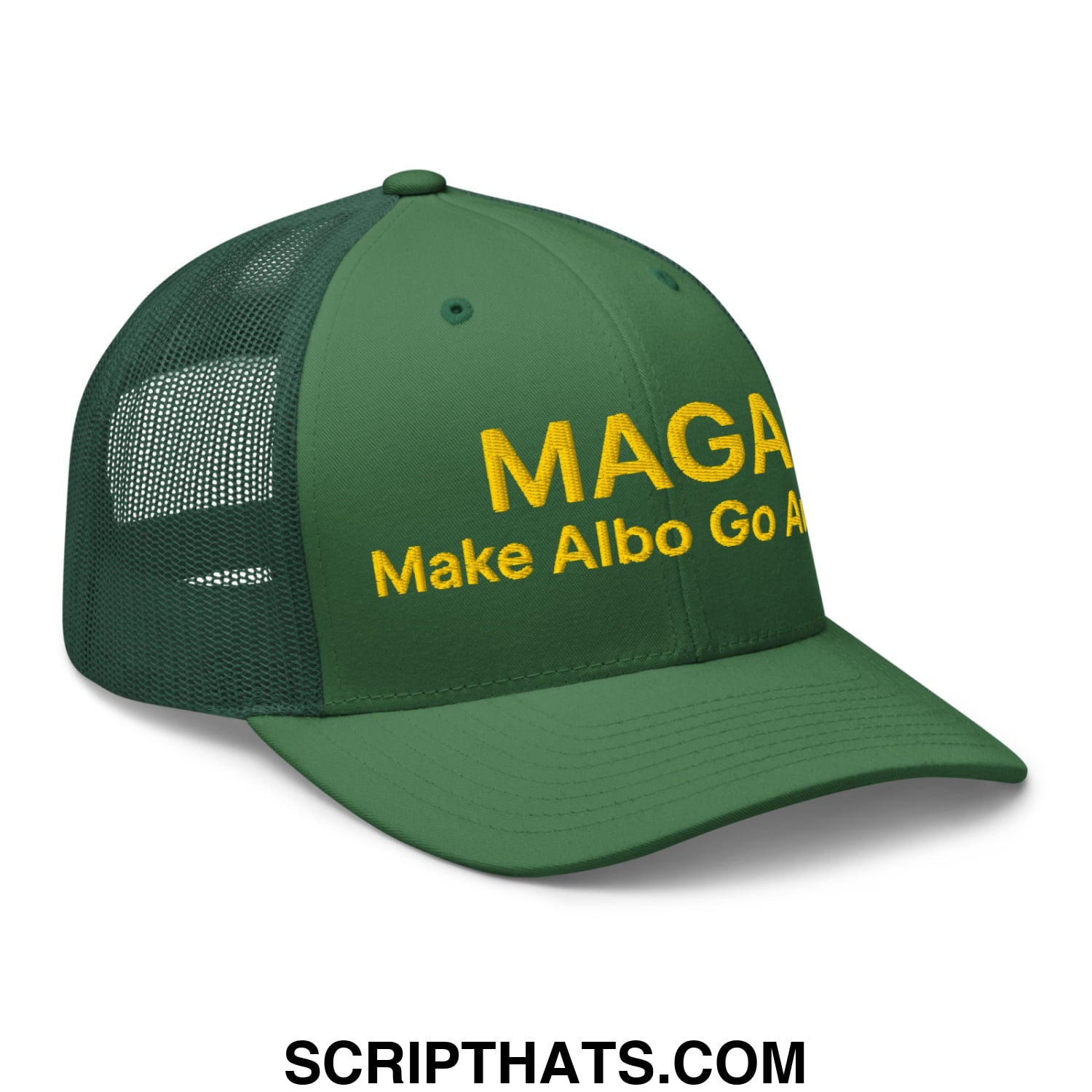 Make Albo Go Away MAGA Embroidered Mesh Trucker Hat Default Title