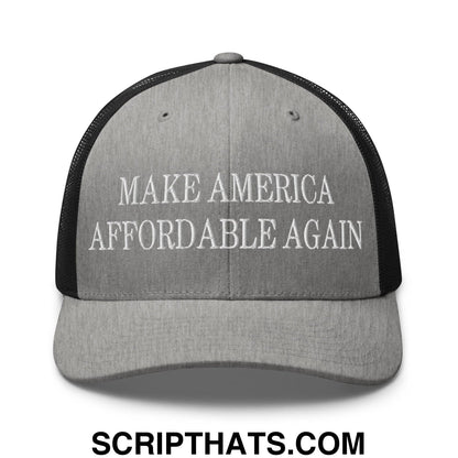Make America Affordable Again Embroidered Mesh Trucker Hat Heather Black