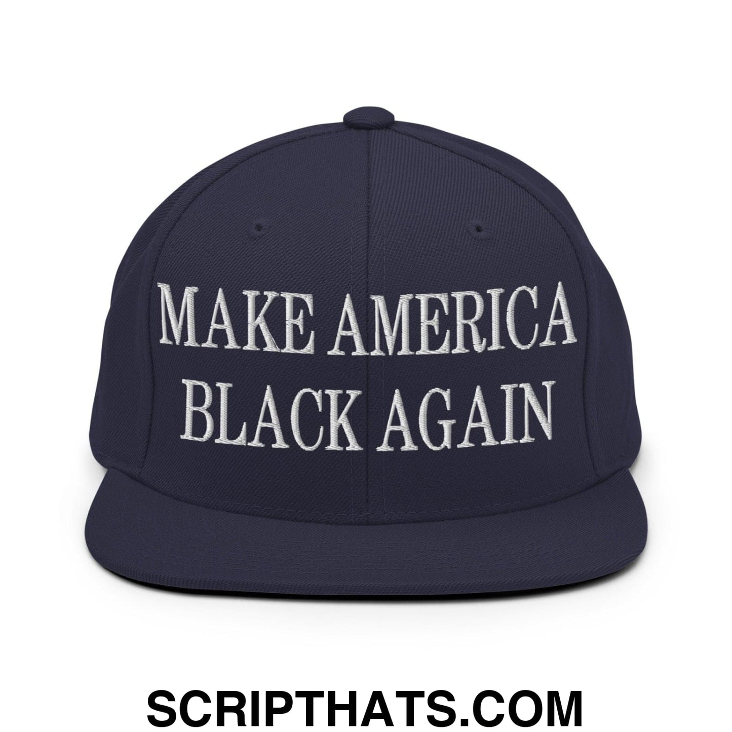 Make America Black Again Embroidered Flat Bill Brim Snapback Hat Navy
