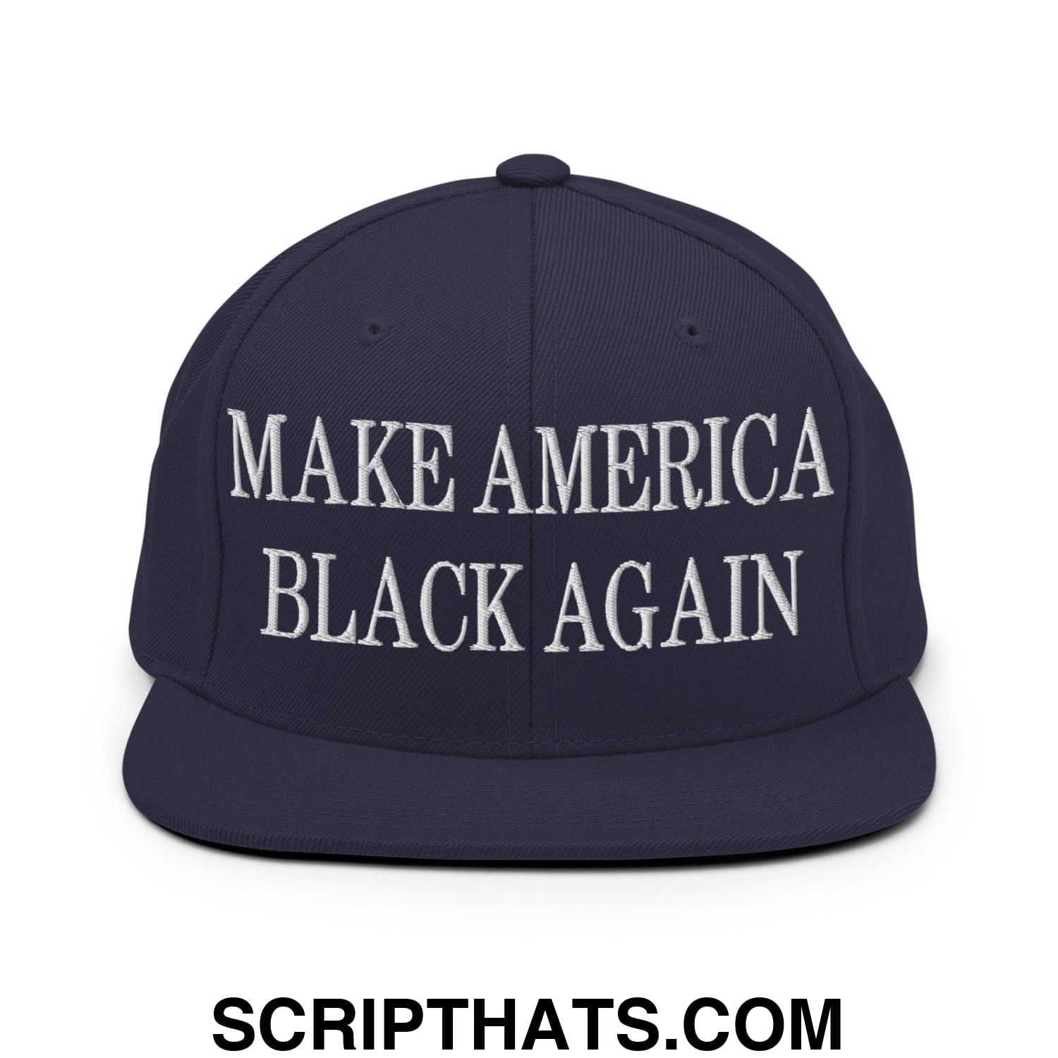 Make America Black Again Embroidered Flat Bill Brim Snapback Hat Navy