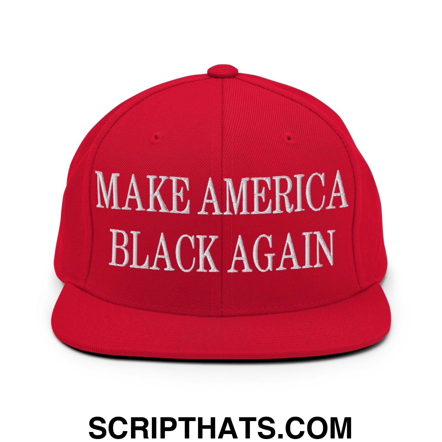 Make America Black Again Embroidered Flat Bill Brim Snapback Hat Red