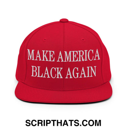 Make America Black Again Embroidered Flat Bill Brim Snapback Hat Red