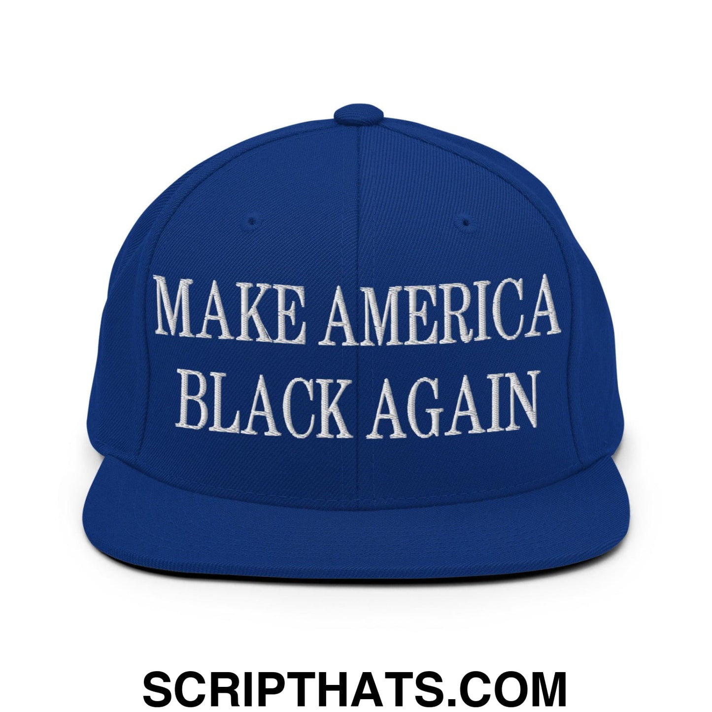 Make America Black Again Embroidered Flat Bill Brim Snapback Hat Royal Blue