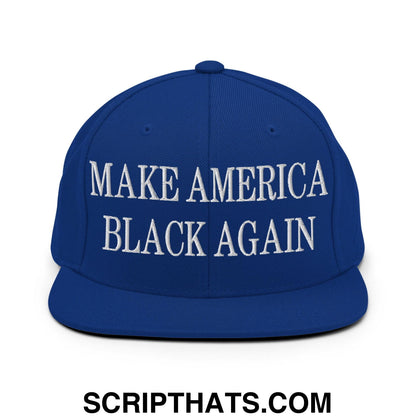 Make America Black Again Embroidered Flat Bill Brim Snapback Hat Royal Blue