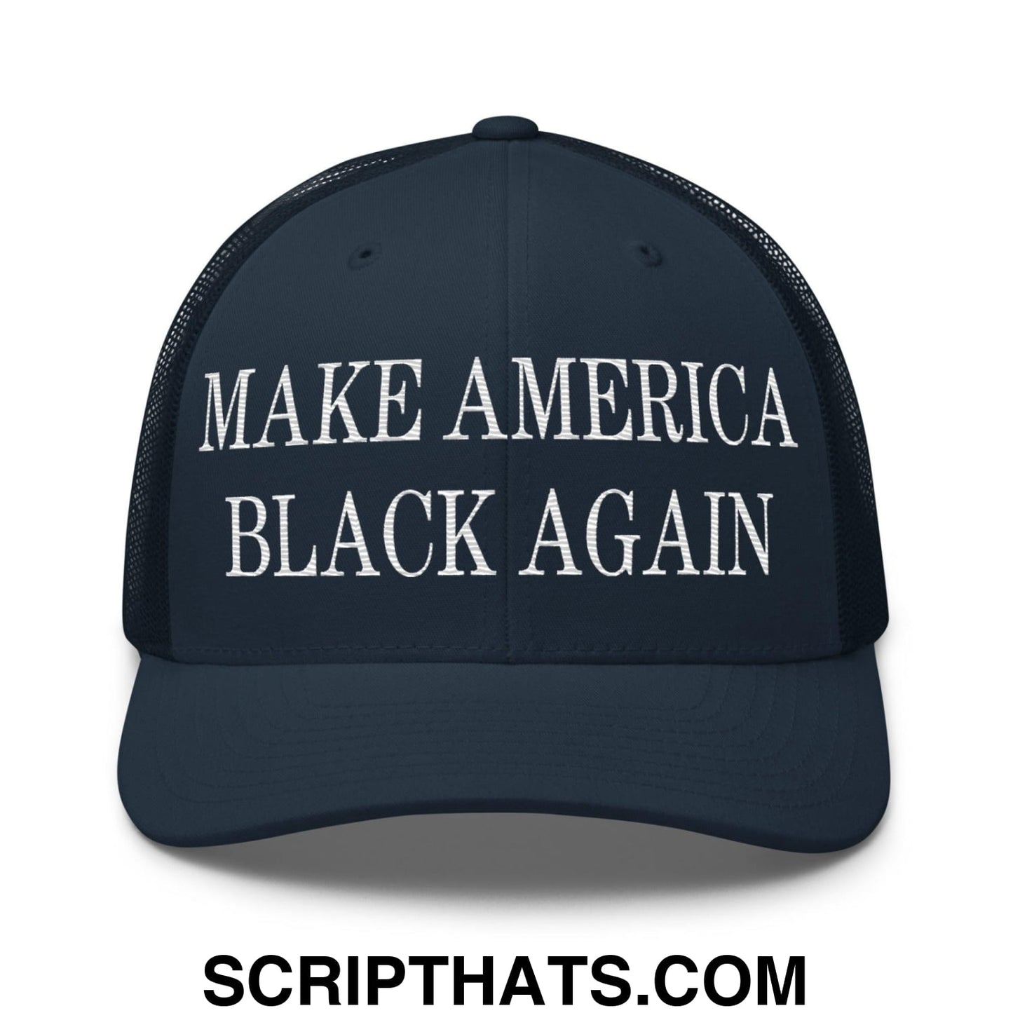 Make America Black Again Embroidered Mesh Trucker Hat Navy