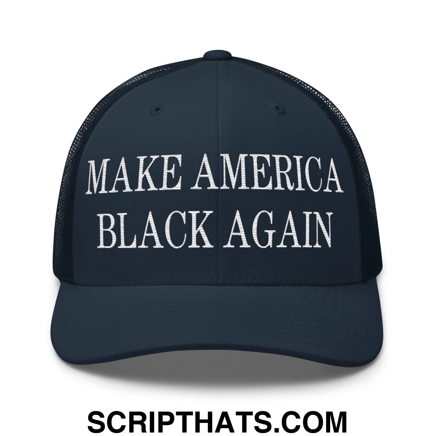 Make America Black Again Embroidered Mesh Trucker Hat Navy
