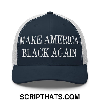 Make America Black Again Embroidered Mesh Trucker Hat Navy White