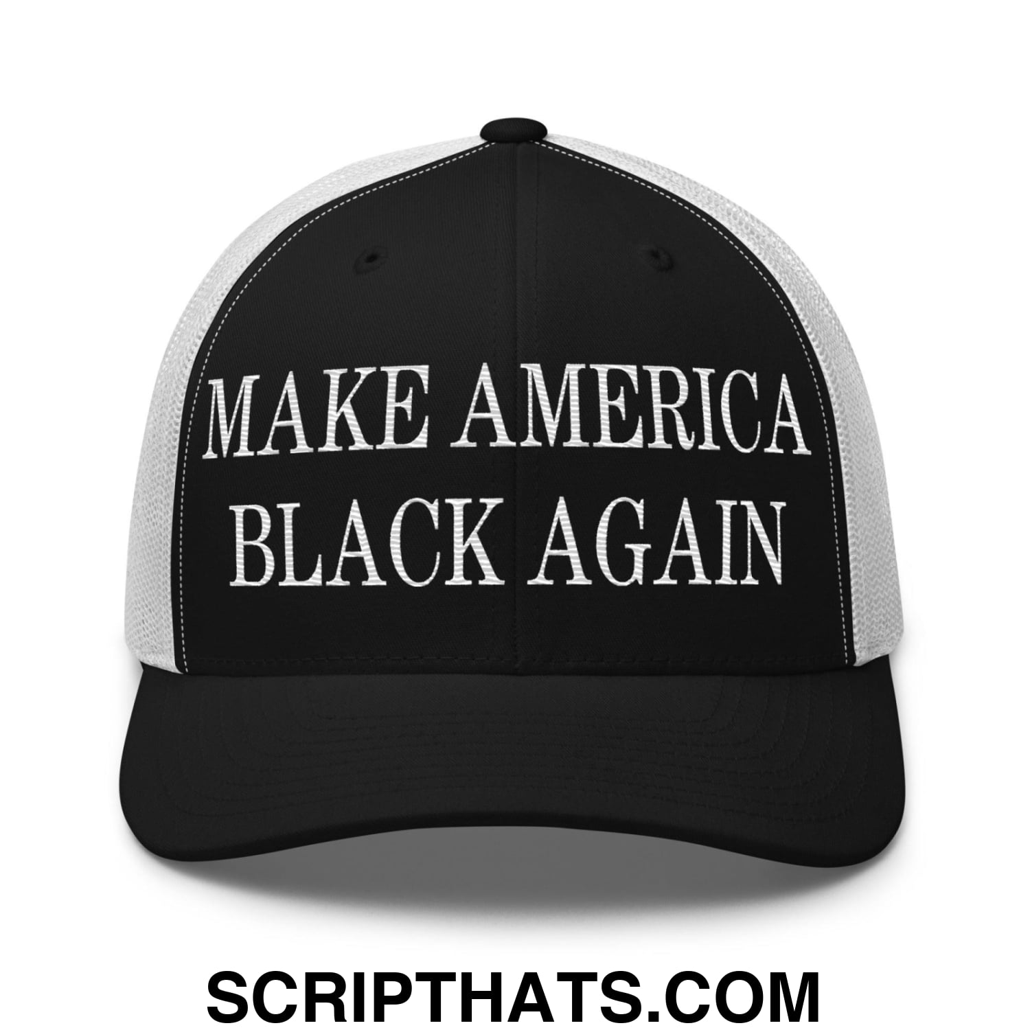 Make America Black Again Embroidered Mesh Trucker Hat Black White