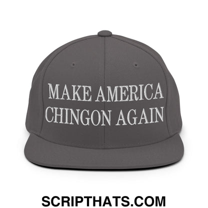 Make America Chingon Again Embroidered Flat Bill Brim Snapback Hat Dark Grey