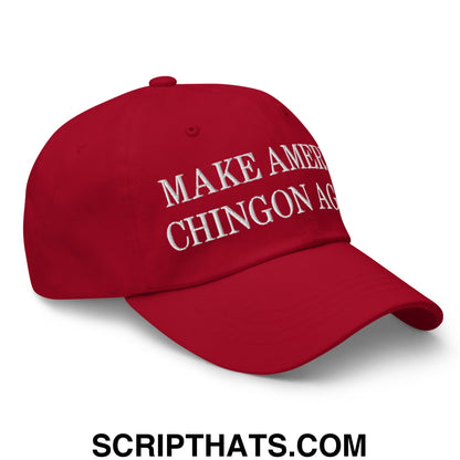 Make America Chingon Again Embroidered Unstructured Dad Hat Cranberry