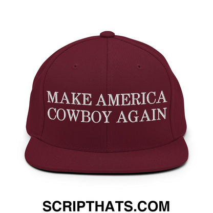 Make America Cowboy Again Snapback Hat Maroon