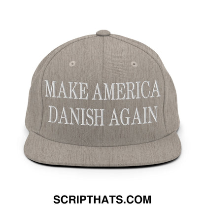 Make America Danish Again Embroidered Flat Bill Brim Snapback Hat Heather Grey