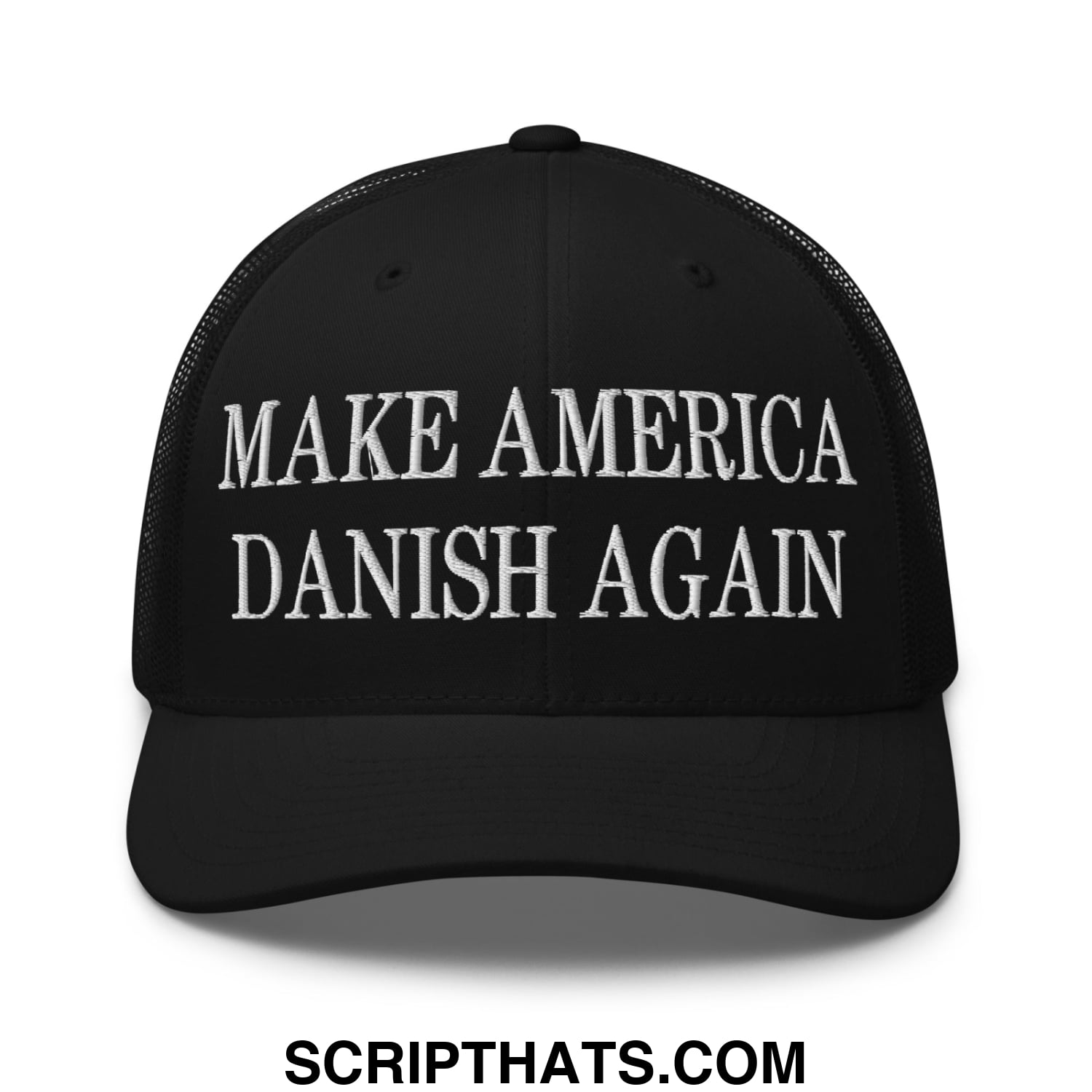 Make America Danish Again Embroidered Mesh Trucker Hat Black