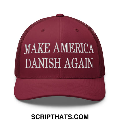 Make America Danish Again Embroidered Mesh Trucker Hat Cranberry