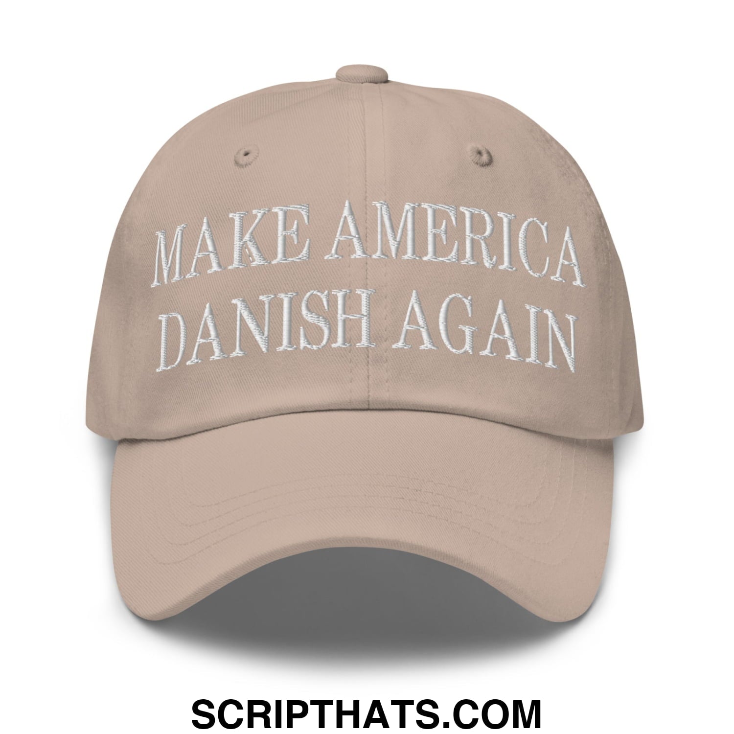 Make America Danish Again Embroidered Unstructured Dad Hat Stone