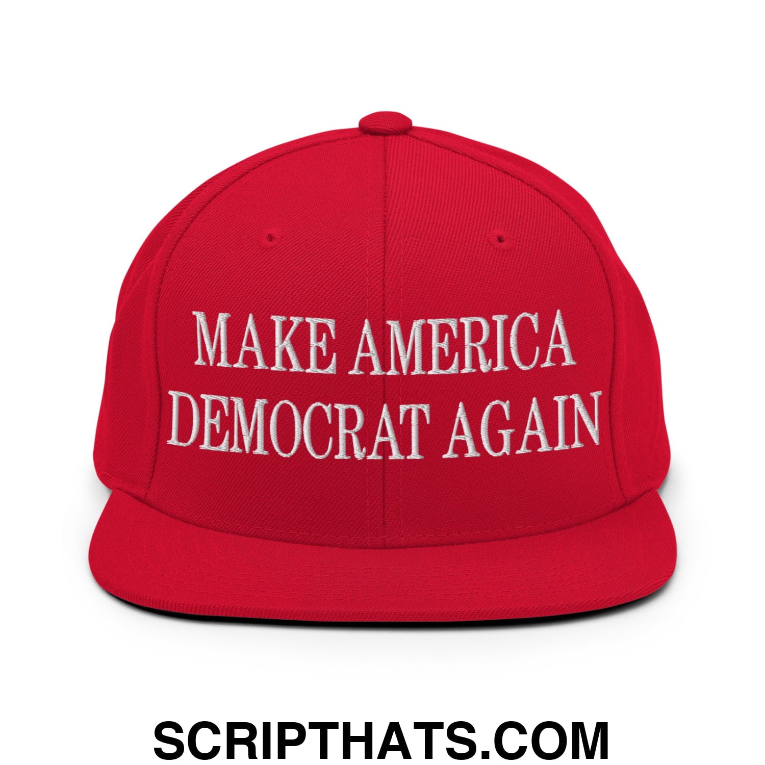 Make America Democrat Again Embroidered Flat Bill Brim Snapback Hat Red
