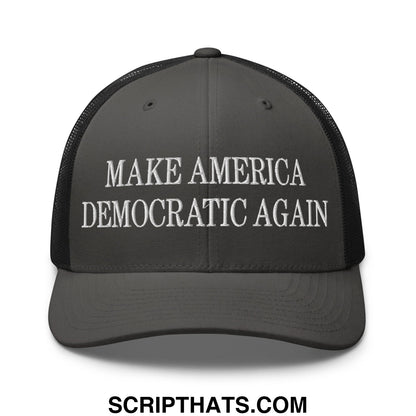 Make America Democratic Again Embroidered Mesh Trucker Hat Charcoal Black