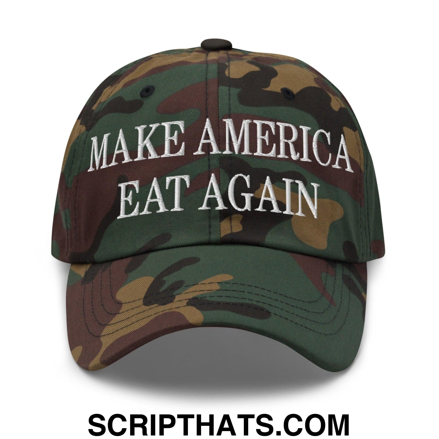 Make America Eat Again Embroidered Dad Hat Green Camo
