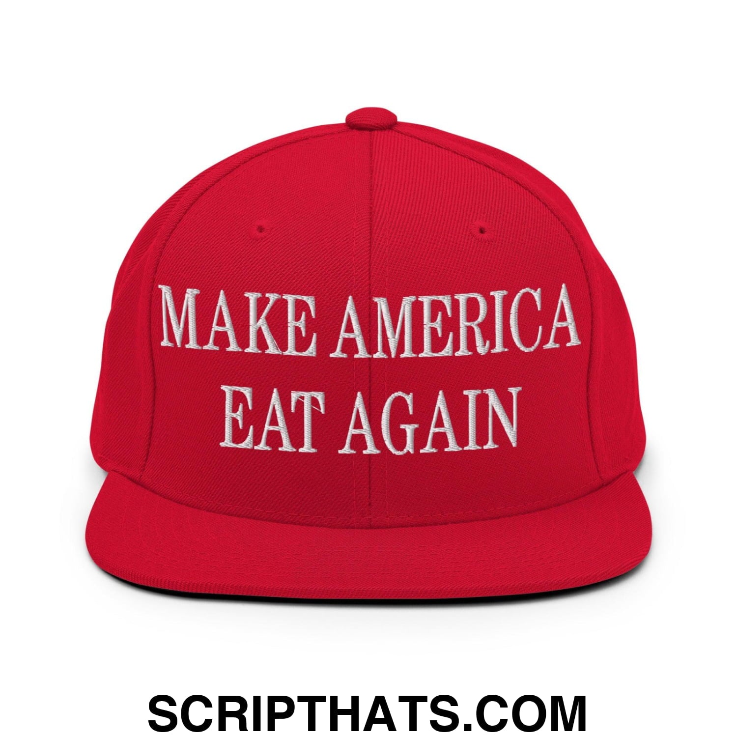 Make America Eat Again Embroidered Flat Bill Brim Snapback Hat Red