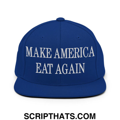 Make America Eat Again Embroidered Flat Bill Brim Snapback Hat Royal Blue