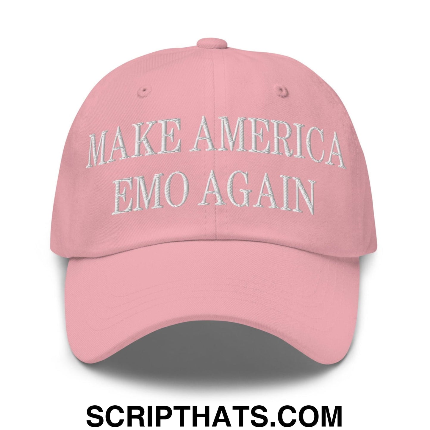 Make America Emo Again Embroidered Dad Hat Pink