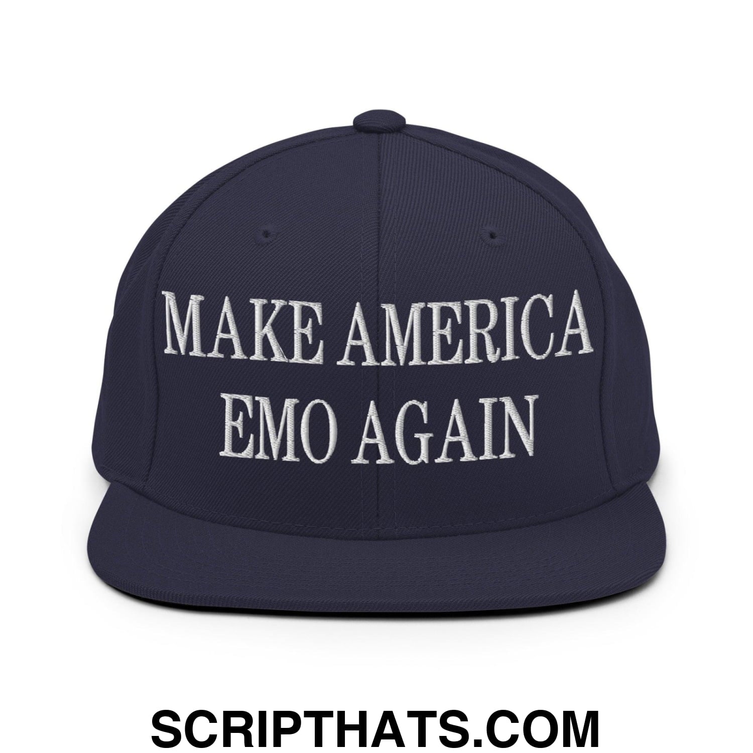 Make America Emo Again Embroidered Flat Bill Brim Snapback Hat Navy