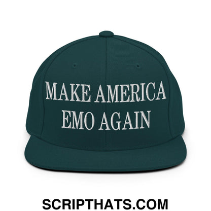 Make America Emo Again Embroidered Flat Bill Brim Snapback Hat Spruce
