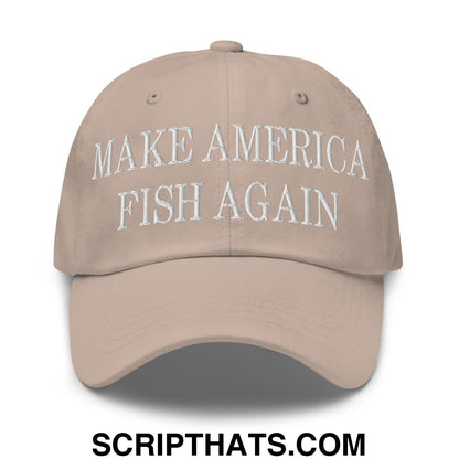 Make America Fish Again Embroidered Dad Hat Stone