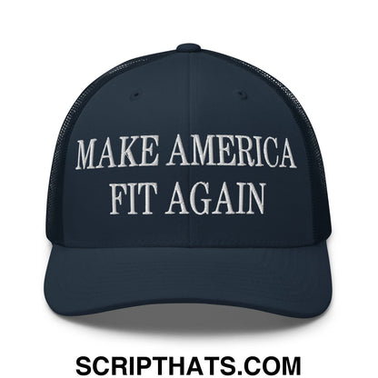 Make America Fit Again Embroidered Mesh Trucker Hat Navy