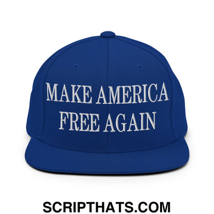 Make America Free Again Embroidered Flat Bill Brim Snapback Hat Royal Blue
