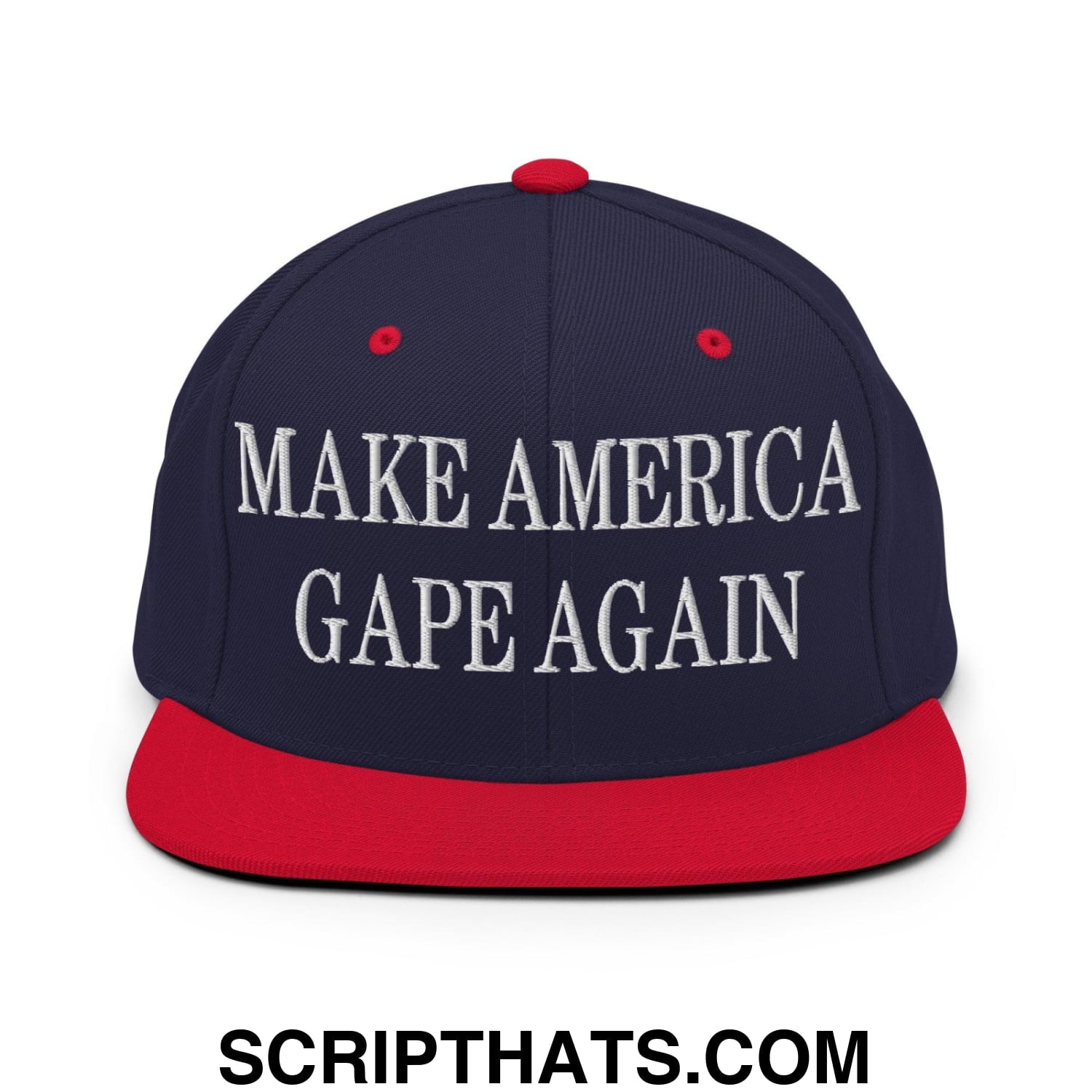 Make America Gape Again Embroidered Flat Bill Brim Snapback Hat Navy Red