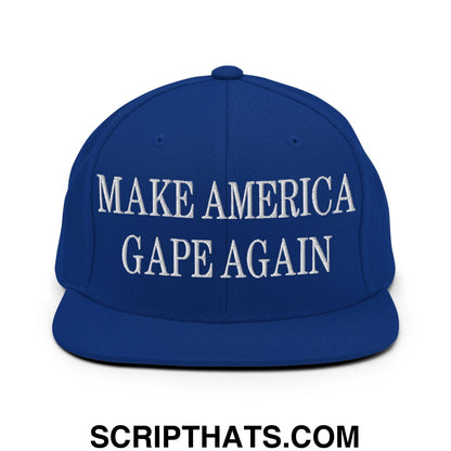 Make America Gape Again Embroidered Flat Bill Brim Snapback Hat Royal Blue