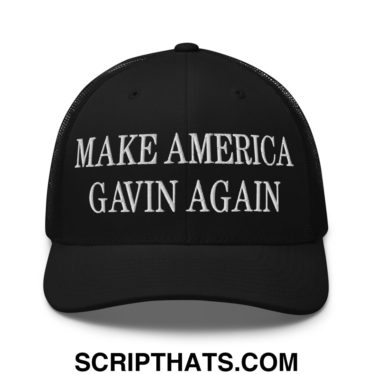 Make America Gavin Again Embroidered Mesh Trucker Hat Black