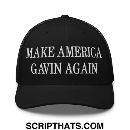 Make America Gavin Again Embroidered Mesh Trucker Hat Black