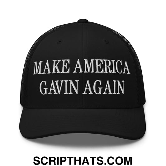Make America Gavin Again Embroidered Mesh Trucker Hat Black