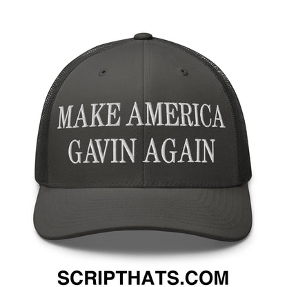 Make America Gavin Again Embroidered Mesh Trucker Hat Charcoal