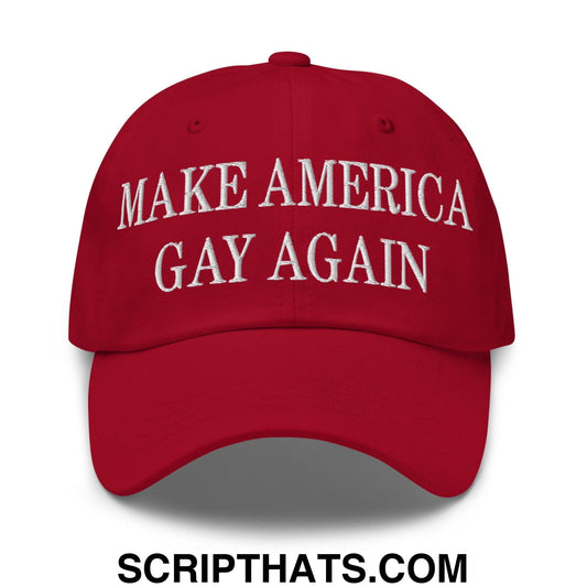 Make America Gay Again Embroidered Dad Hat Cranberry