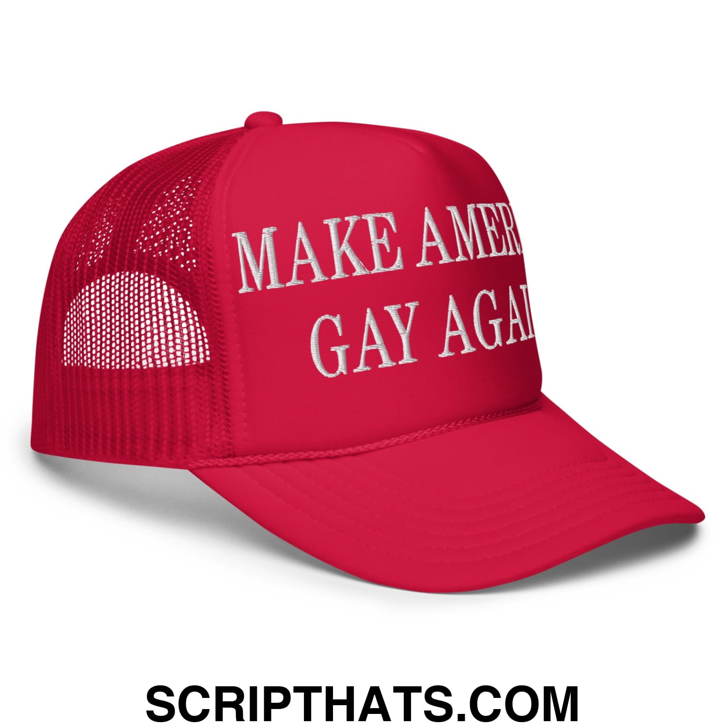Make America Gay Again MAGA Embroidered Foam Trucker Hat Red