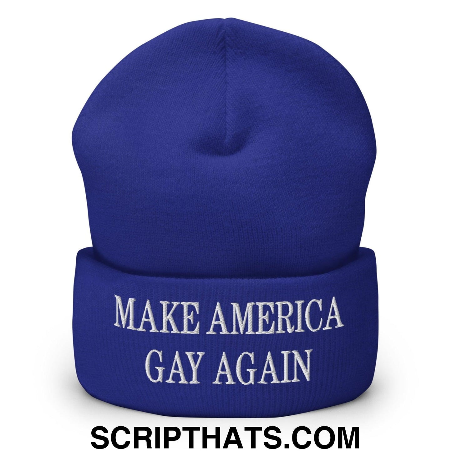 Make America Gay Again MAGA Embroidered Knit Cuffed Beanie Royal