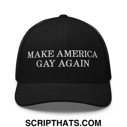 Make America Gay Again Pride MAGA Retro Trucker Hat Black