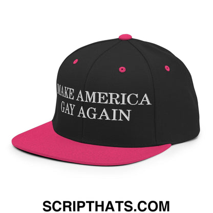 Make America Gay Again Pride MAGA Snapback Hat Black Neon Pink