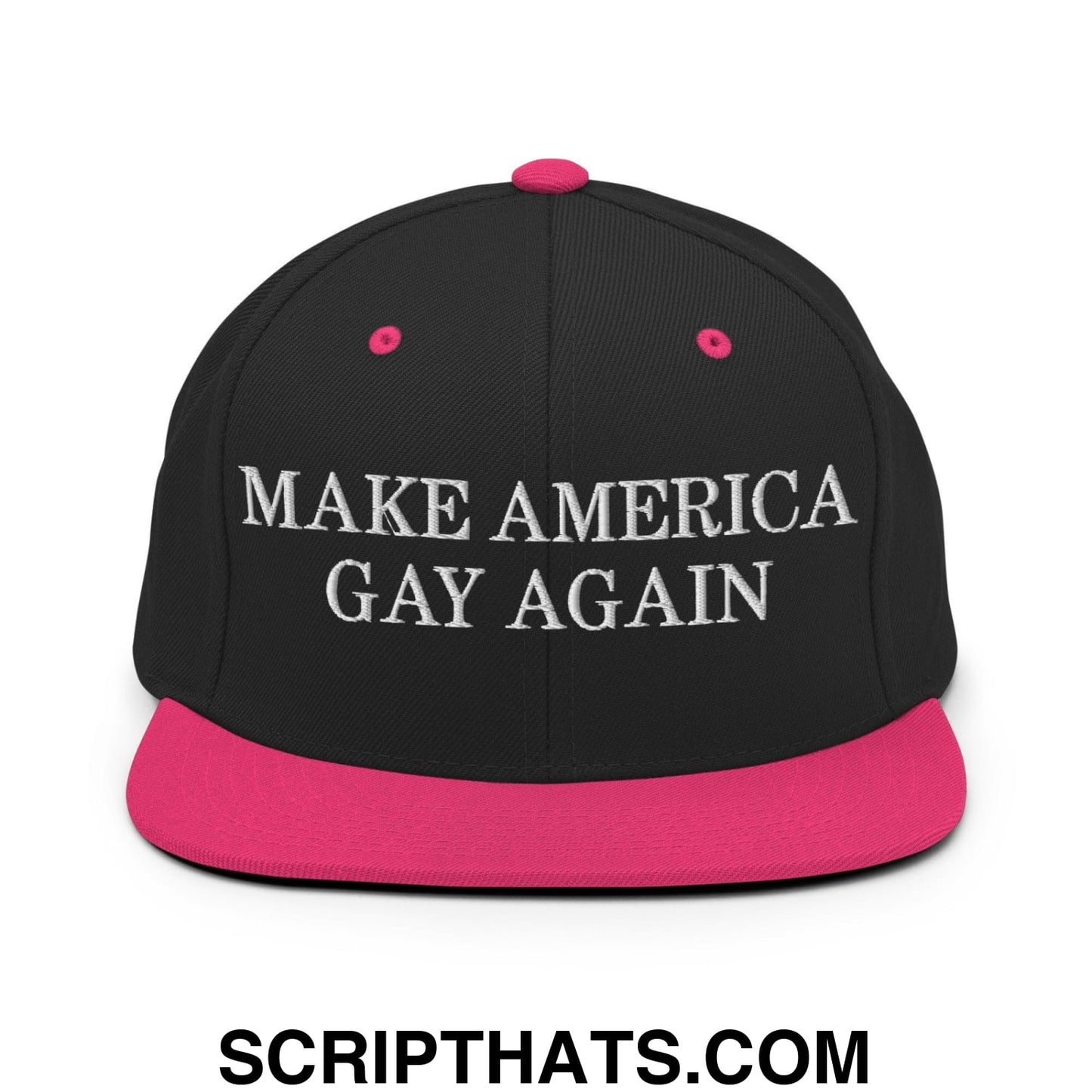 Make America Gay Again Pride MAGA Snapback Hat Black Neon Pink