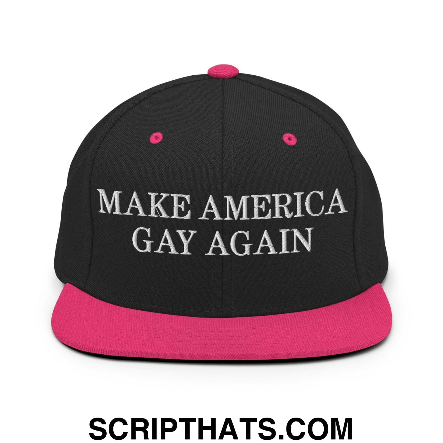 Make America Gay Again Pride MAGA Snapback Hat Black Neon Pink