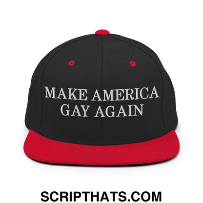 Make America Gay Again Pride MAGA Snapback Hat Black Red